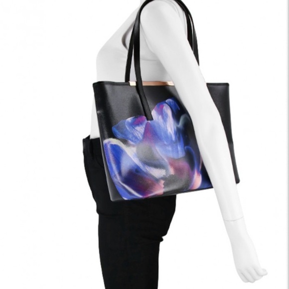 Ted Baker “Cosmic Bloom” Black Leather Tote - Picture 3 of 14